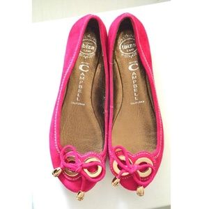 Jeffrey Campbell Pink Fuschia Suede Gold Flats US 8/ 38 New no box